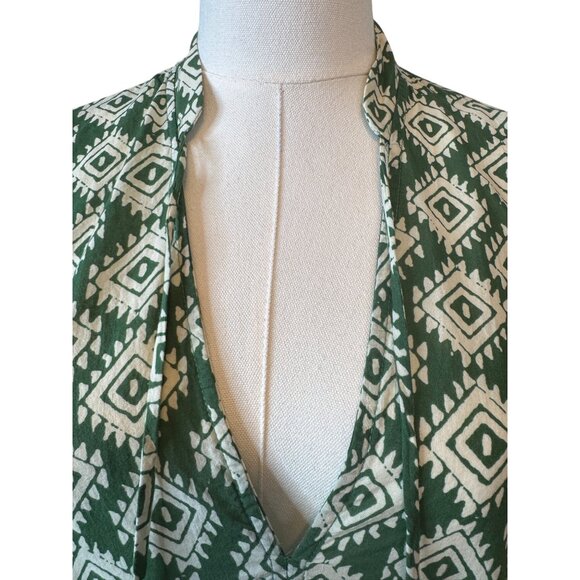 2/$30 ZARA XS Green & White Geometric Mini Print Cotton Dress - Picture 6 of 15